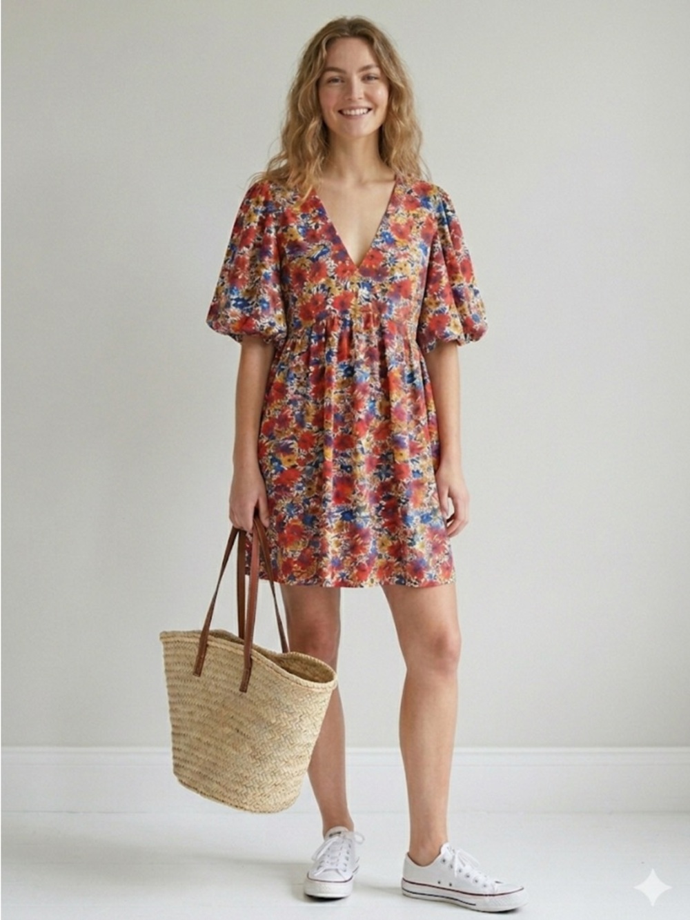 NWT Entro Neo-Romantic Floral Babydoll Mini Dress 🌸 Size L